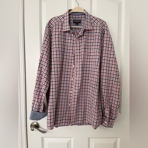 Johnston & Murphy Red and Blue Plaid Shirt